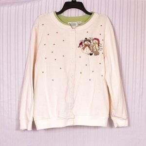 Shenanigan's Fleece Winter Cardigan Snowmen Size XL